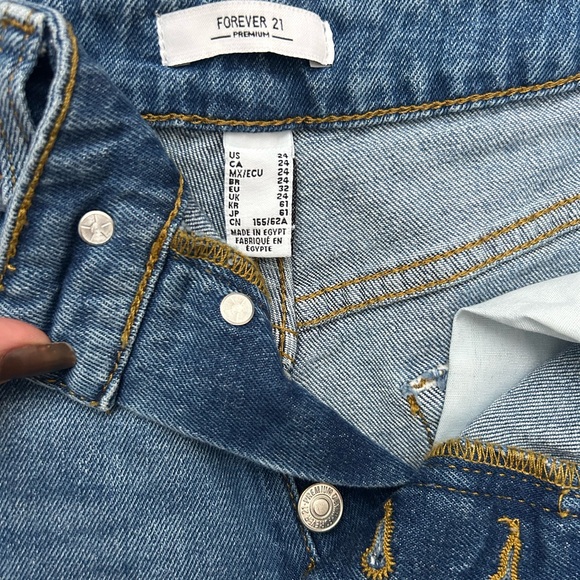 Forever 21 Blue Ripped Straight Leg Jeans - Picture 4 of 7